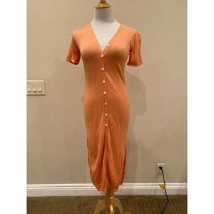 Callahan Button Up Midi Knit Dress Pink Size Small